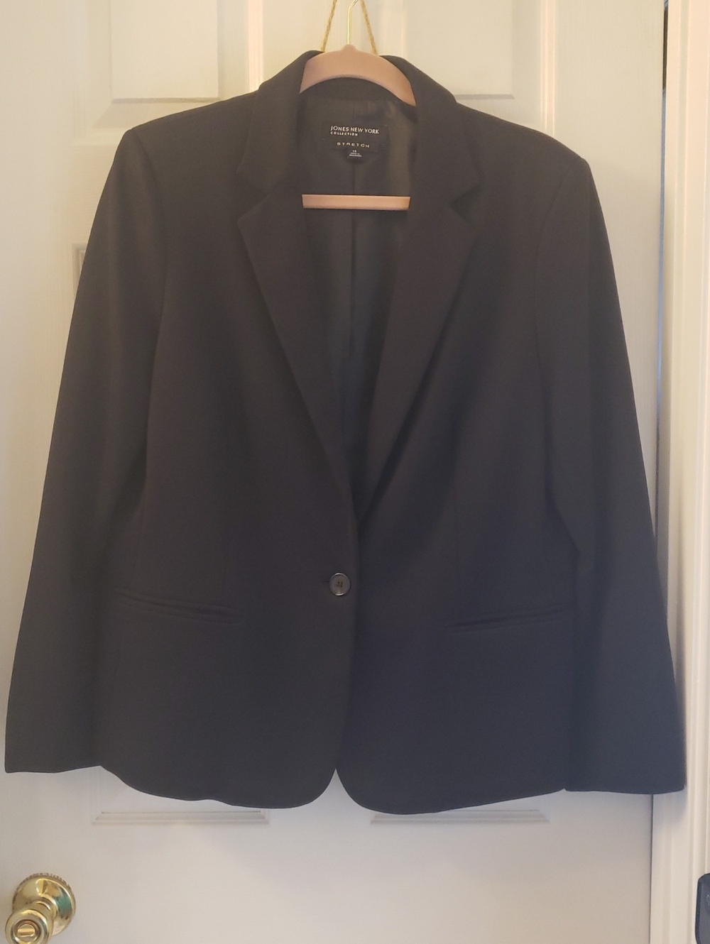Jones New York Black Single-Button Notch Lapel Blazer